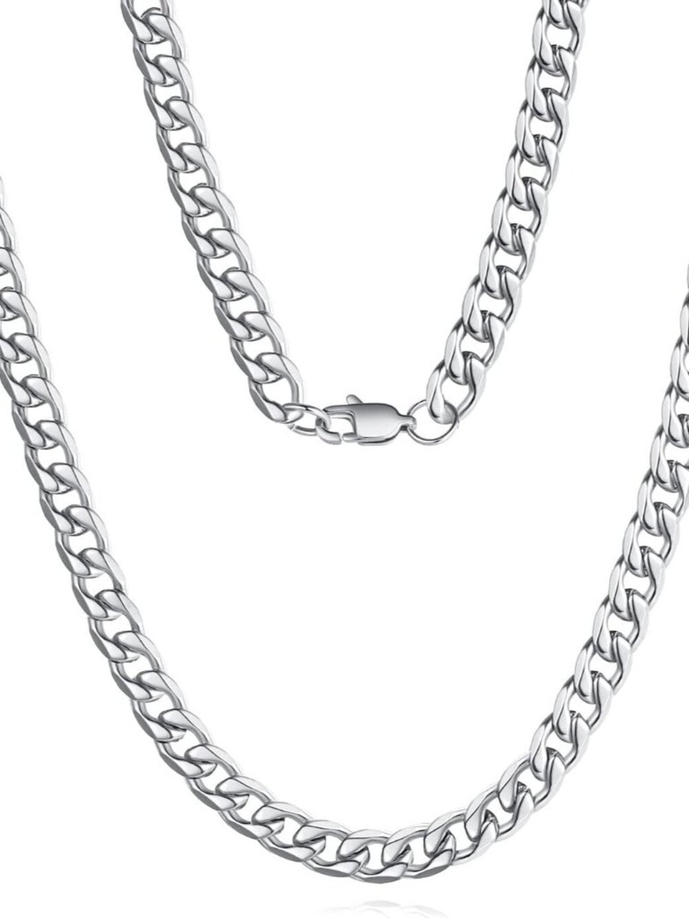 Cuban Link Chain for Men, Silver/18k Gold Plated Chain Necklace for Men, 5mm 7mm